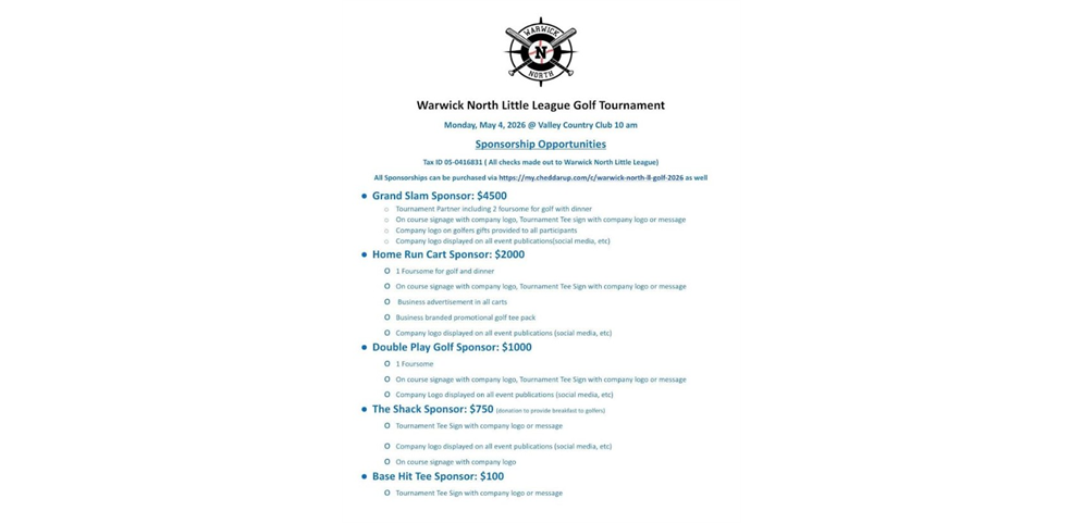 PLEASE HELP SPONSOR OUR GOLF TOURNAMENT!